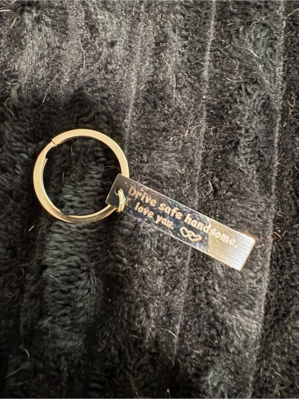 Personalized Gold Keyring - "Drive Safe Handsome" Engraved